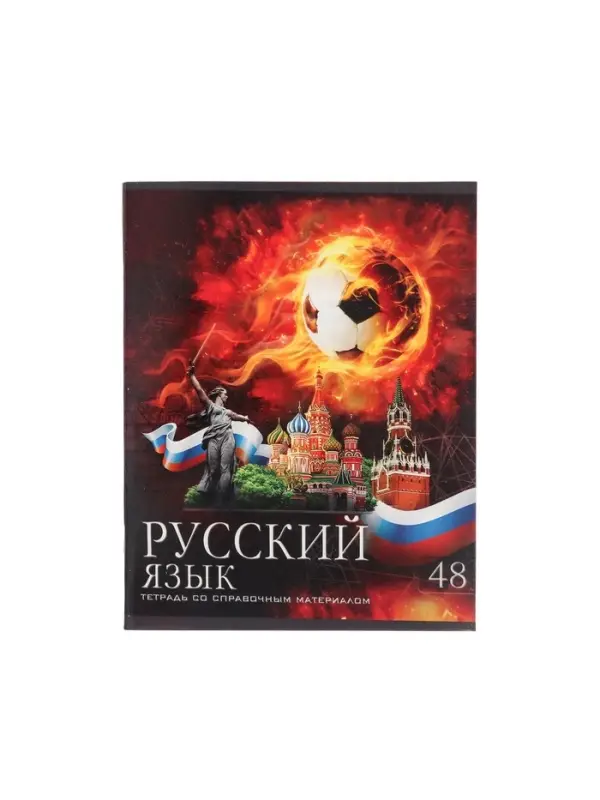 Предметная тетрадь по русскому языку Calligrata &laquo;Футбол&raquo;, 48 листов, в клетку, со справочным материалом, обложка из мелованного картона