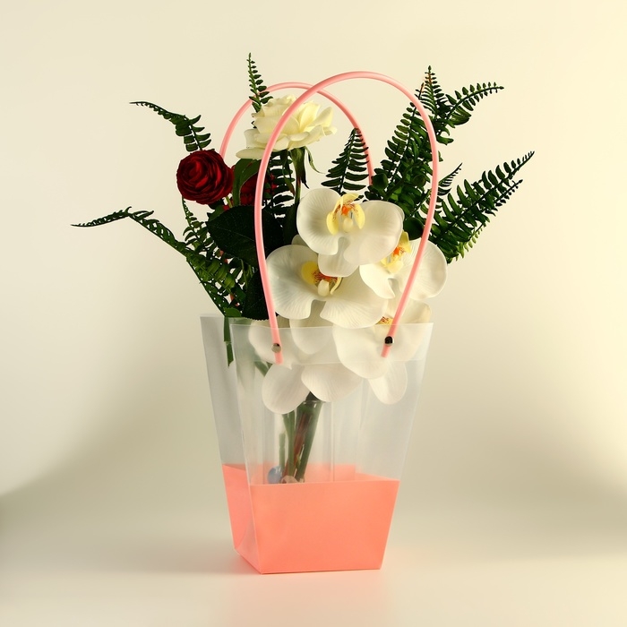 Сумка для цветов прозрачная, влагостойкая, розовая, 20х17х10 см Сумка для цветов прозрачная, влагостойкая, розовая, 20х17х10 см