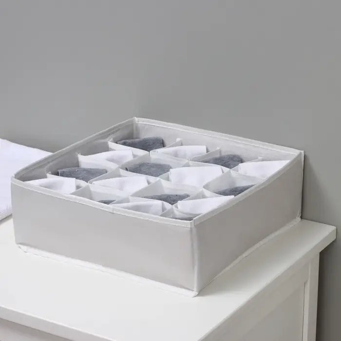Органайзер для хранения белья LaDо́m, 16 ячеек, 32&times;32&times;12 см, серый