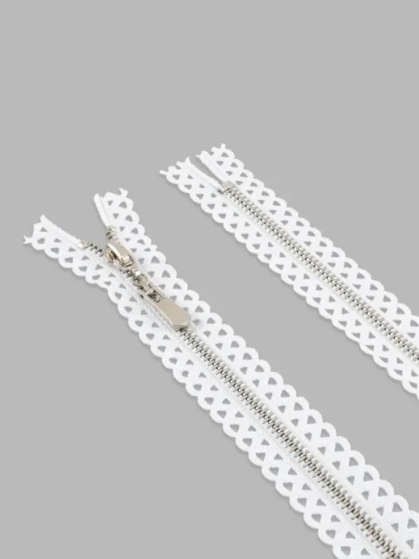 Молния металлическая, №3, неразъёмная, замок автомат, 60 см, звенья цвет никель, белая