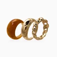 Набор колец 3 шт "Новый стиль" натурель, размер МИКС, цвет коричневый в золоте