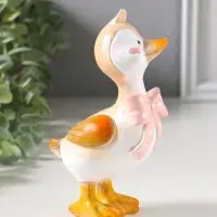 Сувенир полистоун "Утёнок в розовом бантике в горошек" 9,5х6,5х17 см