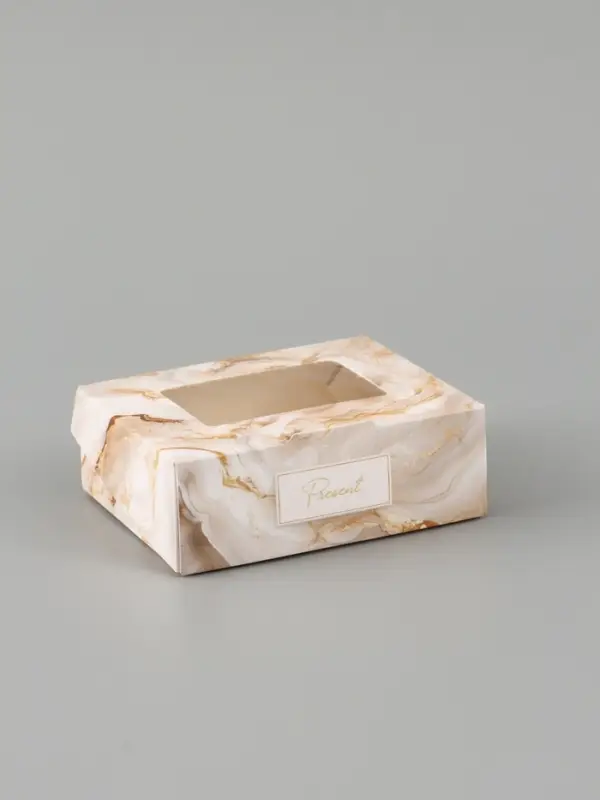 Коробка подарочная с окном &laquo;Мрамор&raquo;, 10&times;8&times;3.5 см, самосборная