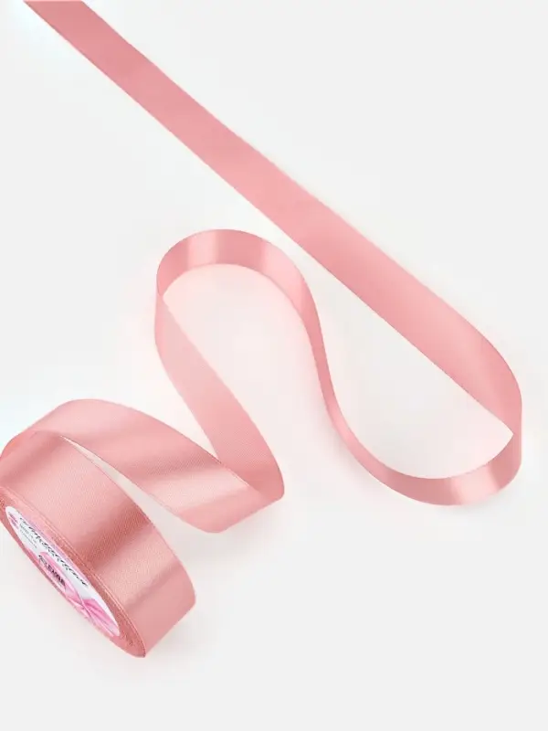 Лента атласная, 25 мм, 23&plusmn;1 м, пастельно-розовая
