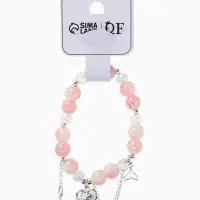 Браслет с подвесками &laquo;Сахарный. Сердце текучее&raquo;, d=6 см, шар № 10/8, белый, розовый в серебре