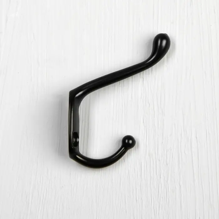 Крючок мебельный ТУНДРА TKd=015, двухрожковый, черный