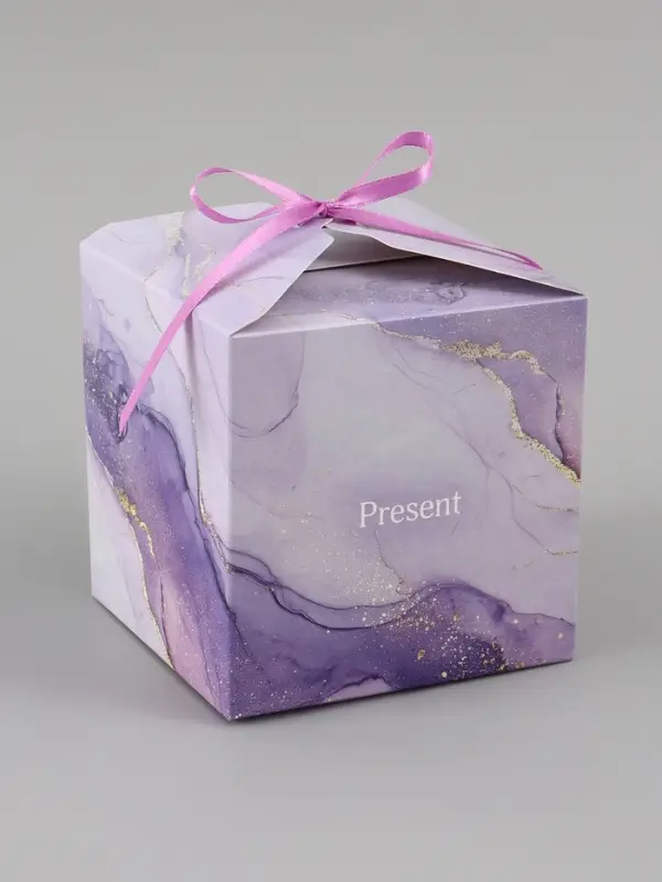 Коробка подарочная самосборная Present, 12&times;12&times;12 см, с лентой