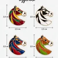 Брошь с эмалью &laquo;Лошадь&raquo;, МИКС в золоте