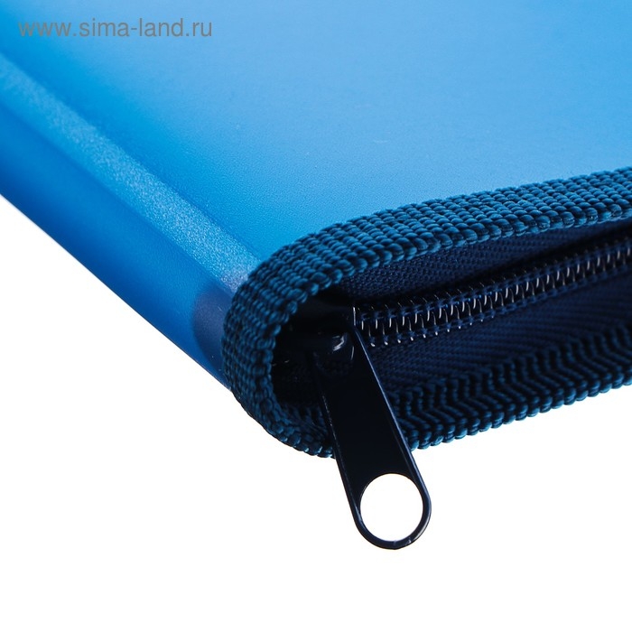 Папка с ручками А4, 230 х 185 х 25 мм, молния вокруг, пластиковая, ПТ-112, Папка с ручками А4, 230 х 185 х 25 мм, молния вокруг, пластиковая, ПТ-112, "Офис", тонированная, цвет тёмно-синий