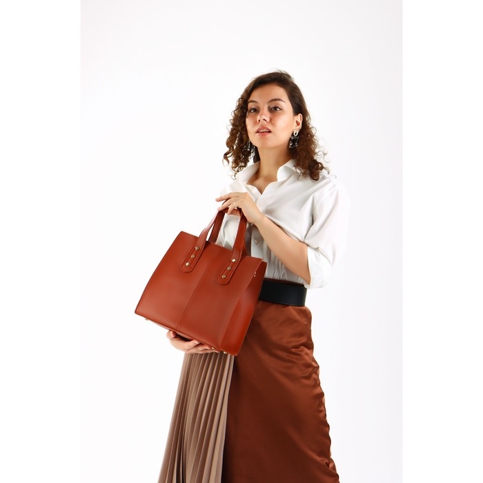 Сумка женская тоут на молнии, цвет коричневый