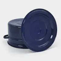 Бак эмалированный, 20 л, d=37.5 см, с крышкой, без декора, синий