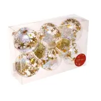 Ёлочные шары &laquo;Льдинка - мишура&raquo;, d=8 см, набор 6 шт., прозрачные