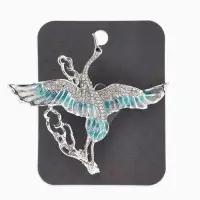 Брошь &laquo;Аист в облаках&raquo;, белая, голубая в серебре