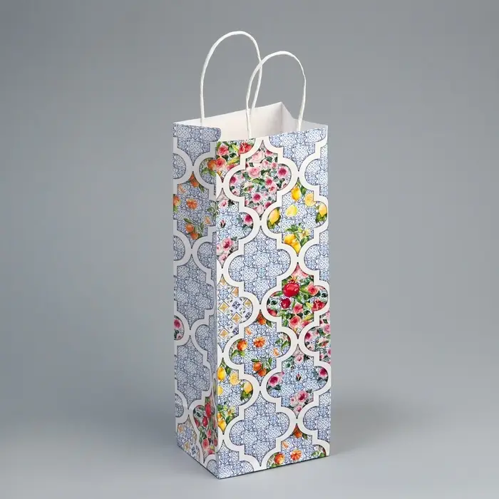 Пакет подарочный под бутылку, упаковка, «Праздничный», белый крафт, 13 х 36 х 10 см Пакет подарочный под бутылку, упаковка, «Праздничный», белый крафт, 13 х 36 х 10 см