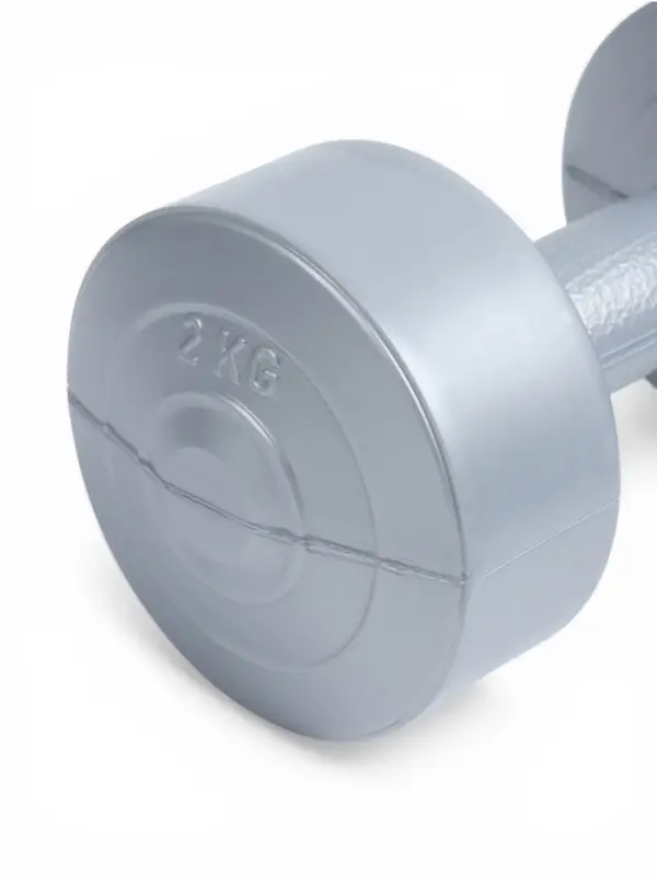 Гантели виниловые, 2 шт., 2 кг, серебристый металлик