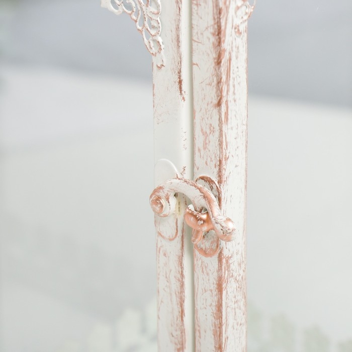 Подсвечник металл "Фонарь - белые кружева" набор 2 шт белый 17х17х52, 13х13х39,5 см