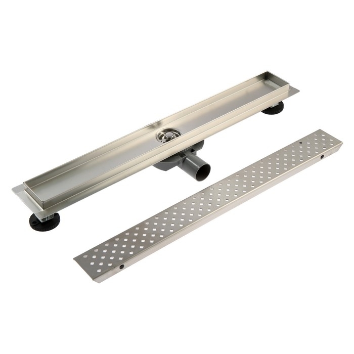 Трап ZEIN engr, c флaнцeм свободного вращ 360°, 7*60 см, d=40/50 мм, нерж сталь, сатин