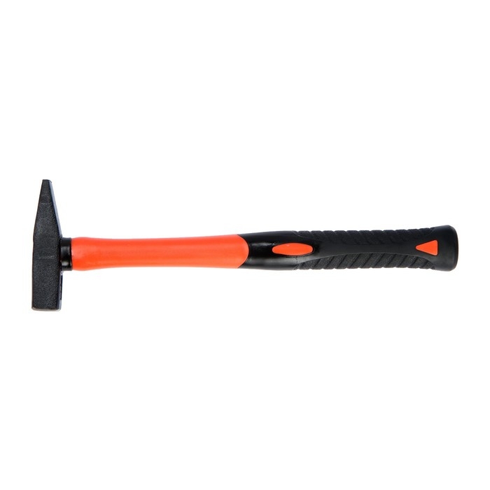 Молоток слесарный ЛОМ, квадратный боек, фиберглассовая обрезиненная рукоятка, 200 г