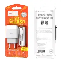 СЗУ C73A USB на Type-C + 2 USB 2.4A HOCO белое