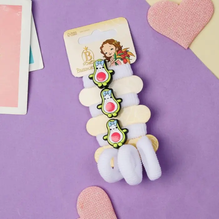 Резинка для волос  Резинка для волос "Нежность" (набор 6 шт) авокадо, белый