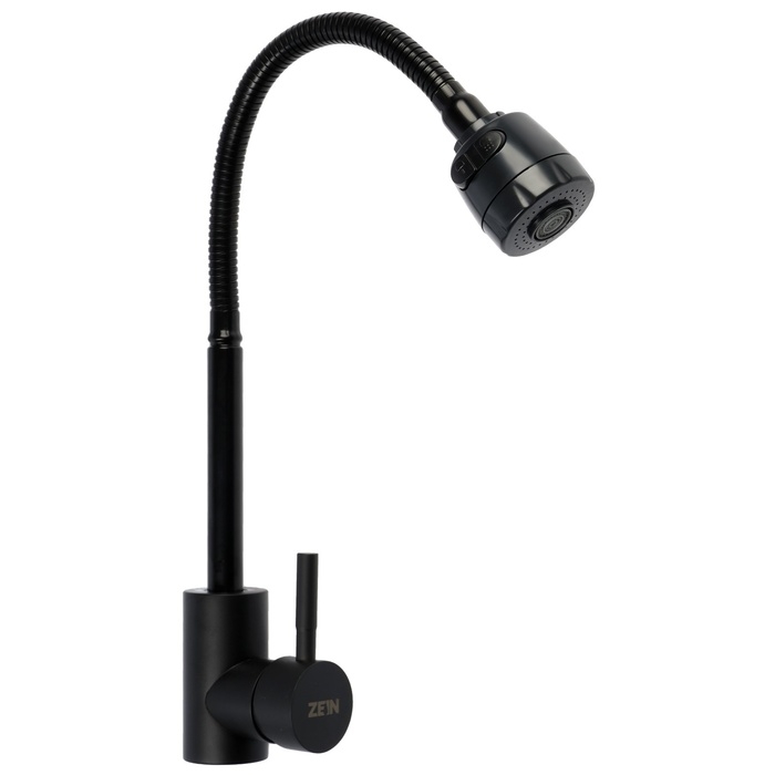 Смеситель для кухни ZEIN Z2391, гибкий излив, картридж 40 мм, нержавеющая сталь, черный Смеситель для кухни ZEIN Z2391, гибкий излив, картридж 40 мм, нержавеющая сталь, черный