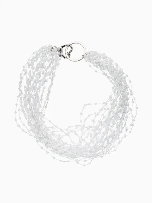 Чокер на леске многослойный &laquo;Жемчужная Богема&raquo;, бусина №3, L=43 см, белый