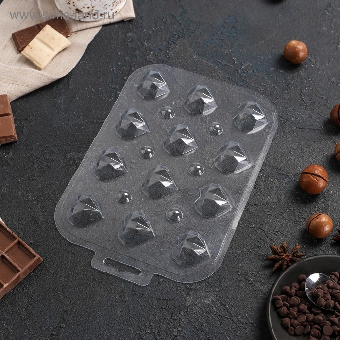 Форма для шоколада и конфет «Конфеты Граненое Сердце», пластик, прозрачная Форма для шоколада и конфет «Конфеты Граненое Сердце», пластик, прозрачная