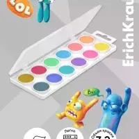 Акварель 12 цветов ErichKrause "Jolly Friends Pastel", в пластиковой коробке, пастельная гамма, европодвес