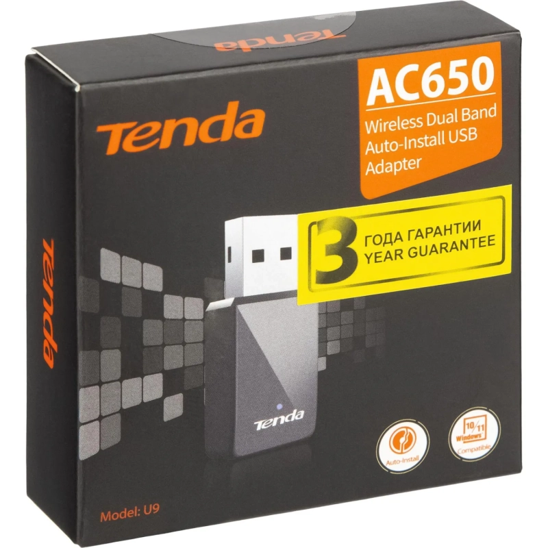 Сетевой адаптер Wi-Fi Tenda U9 USB, 4 (802.11n), 5 (802.11ac)