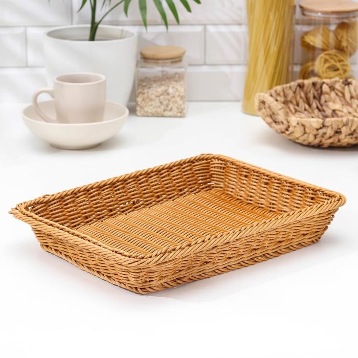 Корзина для продуктов Доляна, 40×29,5×4 см, цвет коричневый