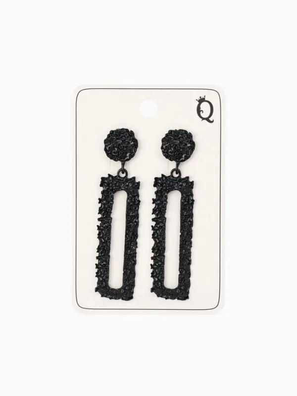 Серьги металл &laquo;Карибы&raquo;, длинный прямоугольник, чёрные