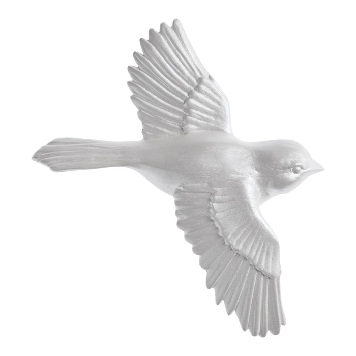 Декорация настенная, гипсовое панно Декорация настенная, гипсовое панно "Птицы" 3 шт, серебристые