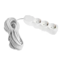 Удлинитель сетевой Luazon Lighting ECO, 3 розетки, 10 м, 16 А, 3500 Вт, заземление, белый