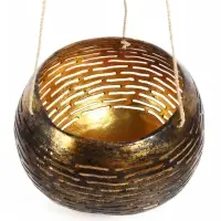 Подсвечник подвесной из кокоса, 14&times;14&times;10 см, чёрно-золотой