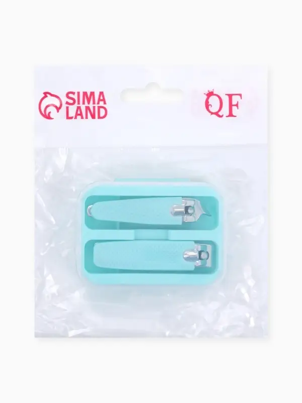 Кусачки книпсер, набор, 2 предмета, в футляре, бирюзовые, серебристые