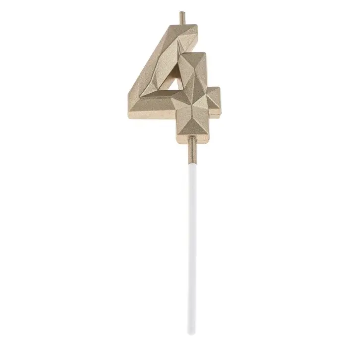 Свеча в торт на шпажке &laquo;Алмаз&raquo;, цифра 4, шампань, 5&times;2.6 см