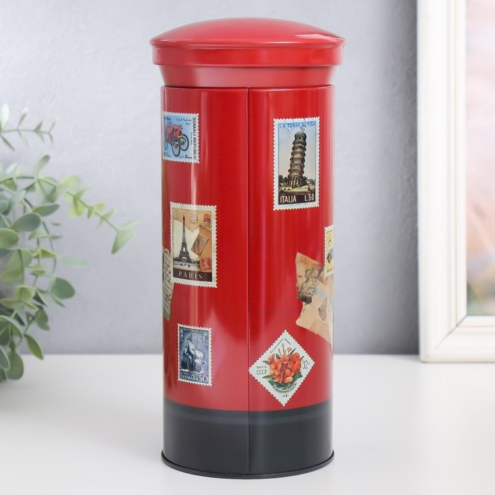 Копилка металл Копилка металл "Почтовый ящик. Марки" МИКС 11х11х20 см