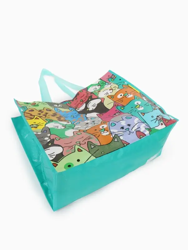 Сумка хоз Котики, 45*20*37, отдел без молнии, зеленый