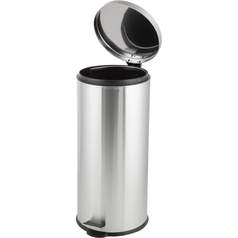 Ведро мусорное стальное 30л кругл сереб с пед и крыш матов 310х690мм_30L-NN