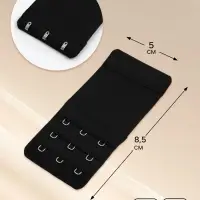 Застёжка для бюстгальтера, удлинитель, 3 ряда 3 крючка, 5&times;8.5 см, 3 шт., чёрная
