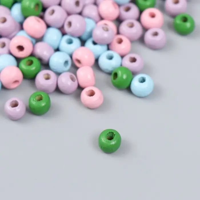 Бусины для творчества дерево "Шарики. Лето" набор 20 гр d=0,6 см