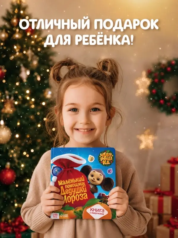 Книга с липучками &laquo;Маленький помощник Дедушки Мороза&raquo;, Чебурашка