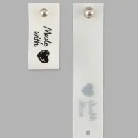 Бирка с кнопкой Made with love Арт Узор, 8&times;1.8 см, 10 шт., белая, чёрная