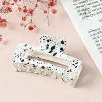 Крабик для волос &laquo;Пелагея&raquo;, прямой, 8.5 см, белый, чёрный