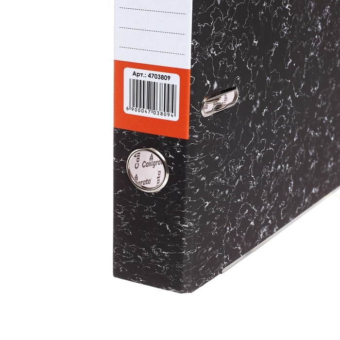 Папка-регистратор 50 мм, А4, Calligrata, эконом мрамор, нижний металлический кант, черная Папка-регистратор 50 мм, А4, Calligrata, эконом мрамор, нижний металлический кант, черная
