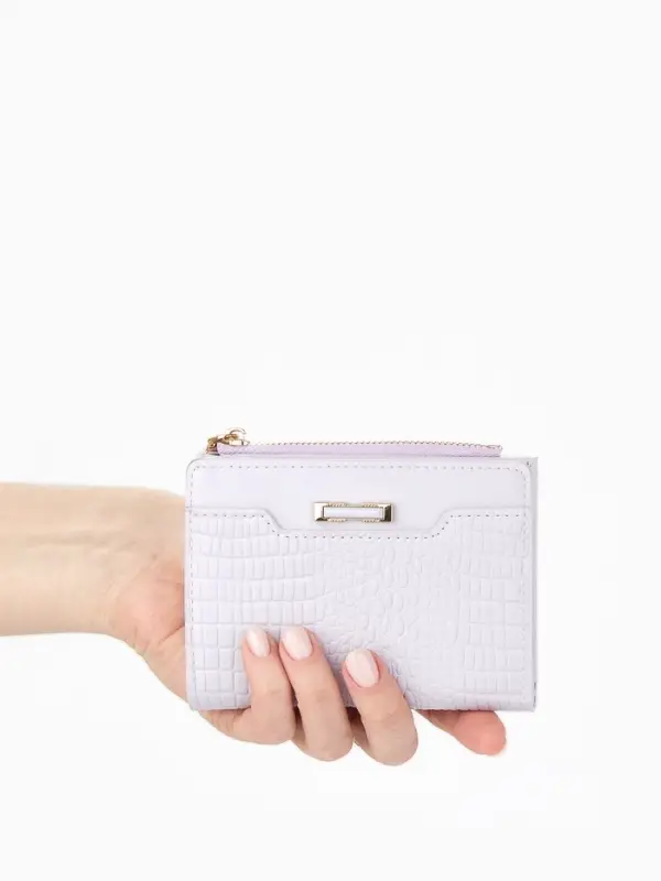 Кошелёк женский на кнопке, 12.5&times;2&times;9 см, однотонный, комбинированный, светло-сиреневый