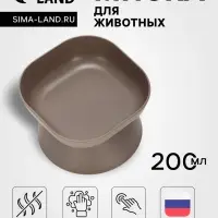 Миска для животных &laquo;КУБ&raquo;, 200 мл, покрытие софт-тач, французский серый