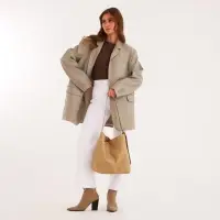 Сумка - мешок женская на магните, 31&times;8.5&times;30 см, бежевая