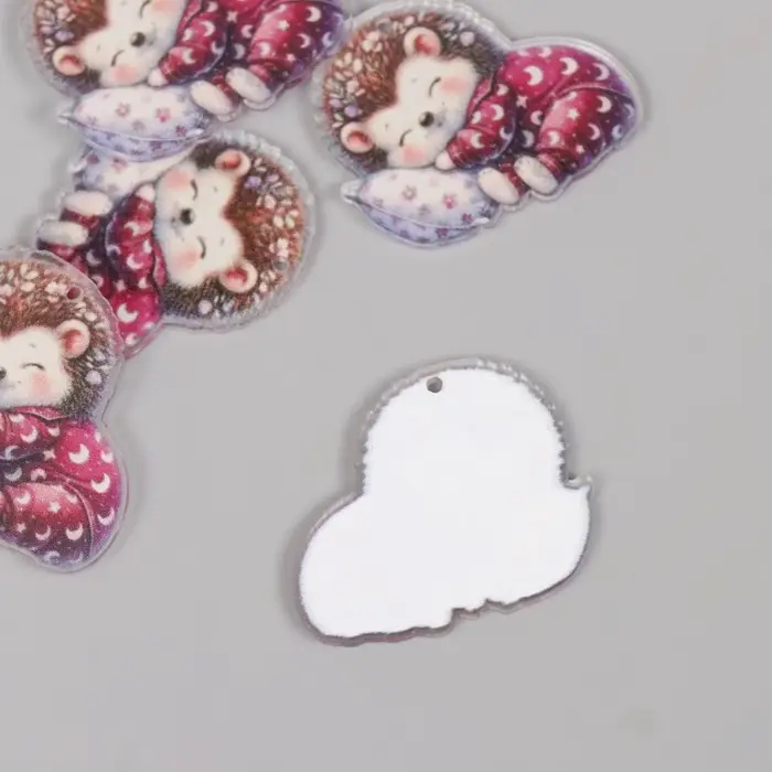 Декор для творчества акрил Декор для творчества акрил "Малыш ёжик в пижамке сладко спит на подушке" 2,9х3,4х0,3 см