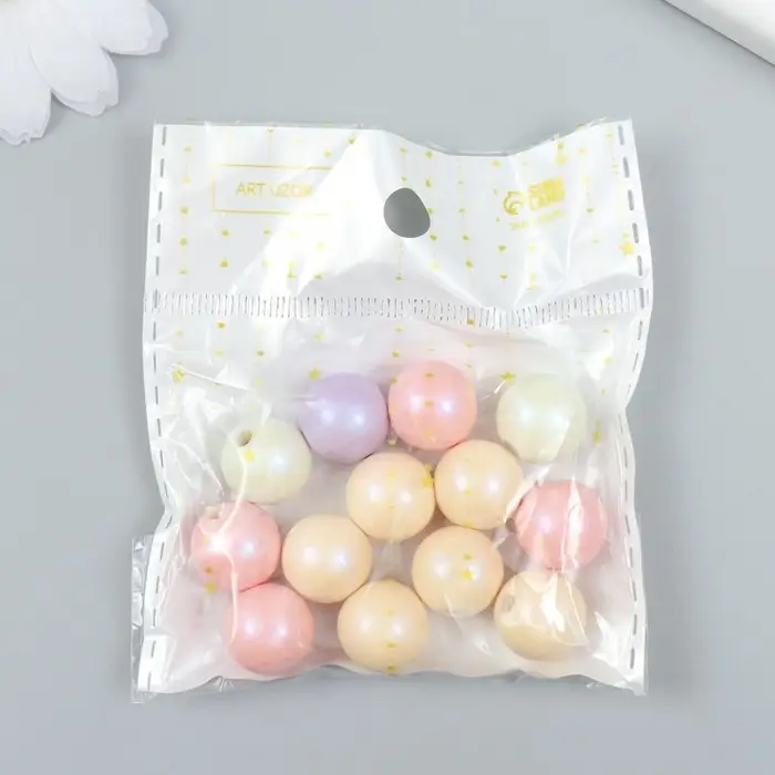 Бусины пластик "Шарики цветные, перламутровый блеск" набор 20 гр МИКС d=1,4 см